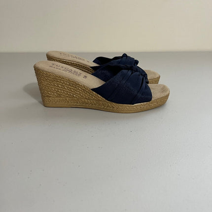 Easy Street Women's Ghita Slip-on Wedge Sandals - Navy Crepe, 7.5 M