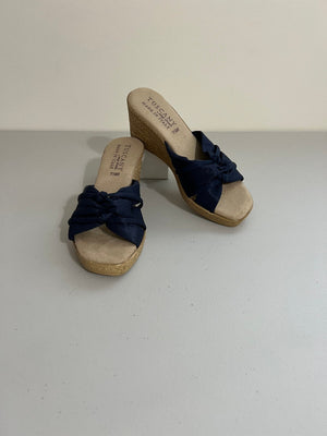 Easy Street Women's Ghita Slip-on Wedge Sandals - Navy Crepe, 7.5 M