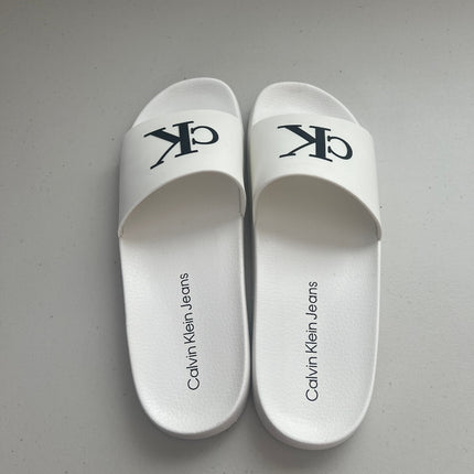 Calvin Klein Women's Arin Logo Beach Slide Sandals - White, Size, 11