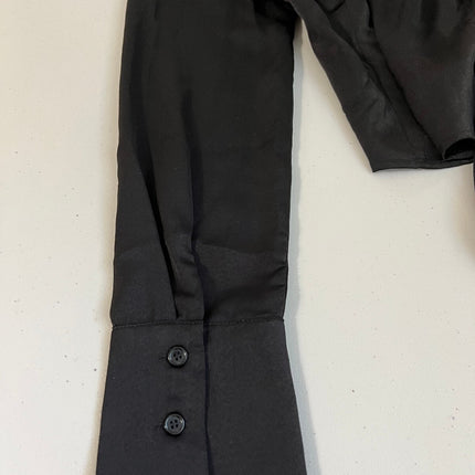 Black Long Sleeve Satin Blouse