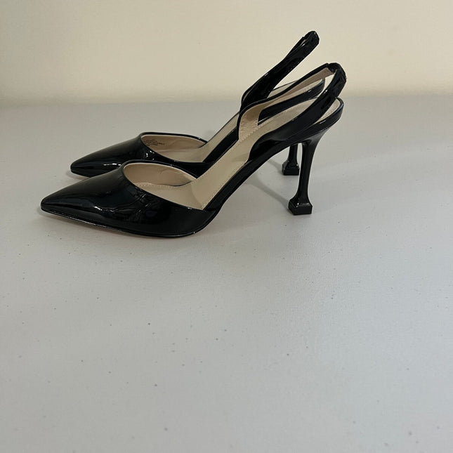 Marc Fisher Women's Hadya Pointy Toe Stiletto Slingback Pumps - Black Patent