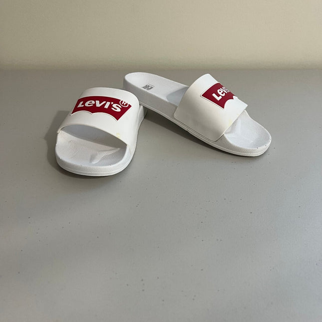 Levi's Men's Batwing Slide Sandals - white/Red- Size,  A 9