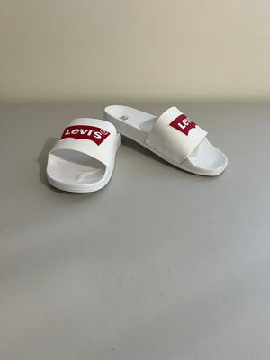 Levi's Men's Batwing Slide Sandals - white/Red- Size,  A 9