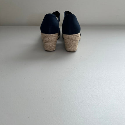 Easy Street Women's Pari Espadrille Wedge Sandals (Navy Canvas) - Size 11.0 M