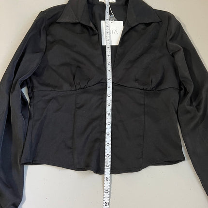Black Long Sleeve Satin Blouse