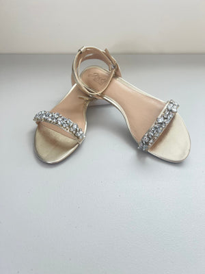 Jewel Badgley Mischka Giona Embellished Evening Sandals Gold Metallic Size, 8.5