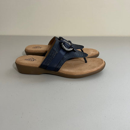 Cliffs by White Mountain Women's Benedict Thong Sandal, Navy-11