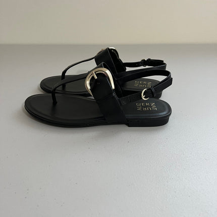 Naturalizer Taylor Flat Sandals - Black Leather, Size, 8