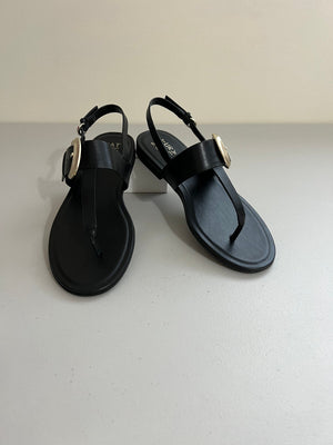 Naturalizer Taylor Flat Sandals - Black Leather, Size, 8