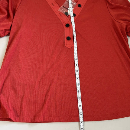 Estelle Plus Sublime Ribbed Henley Top , Size 2X