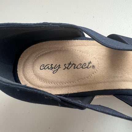 Easy Street Women's Pari Espadrille Wedge Sandals (Navy Canvas) - Size 11.0 M