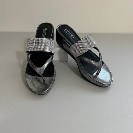 Kenneth Cole Reaction Women's Pepea Platform Wedge Sandals (Pewter) - Size 9.5 M