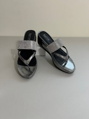 Kenneth Cole Reaction Women's Pepea Platform Wedge Sandals (Pewter) - Size 9.5 M