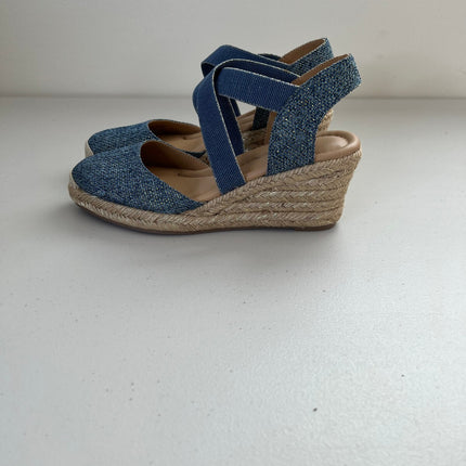 Easy Spirit Women's Meza Casual Strappy Espadrille Wedges Sandal - Blue, - 7.5
