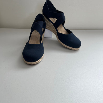 Easy Street Women's Pari Espadrille Wedge Sandals (Navy Canvas) - Size 11.0 M