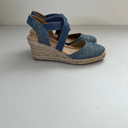 Easy Spirit Women's Meza Casual Strappy Espadrille Wedges Sandal - Blue, - 7.5