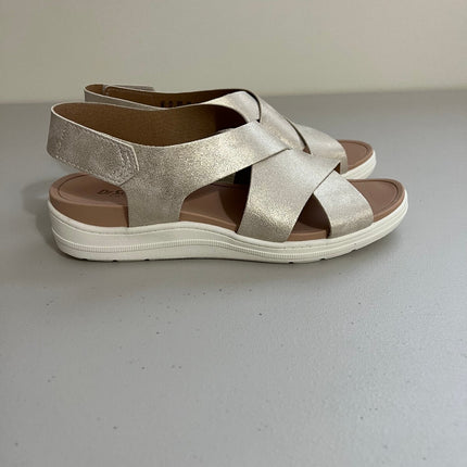 Dr. Scholl S Women S Time Off Sea Wedge Sandal Light Gold 8M