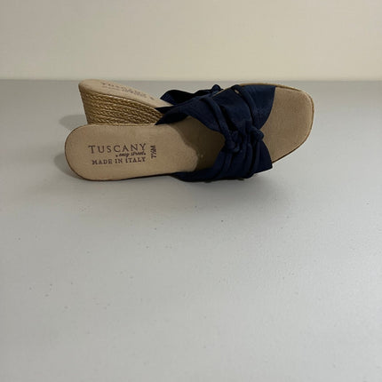 Easy Street Women's Ghita Slip-on Wedge Sandals - Navy Crepe, 7.5 M