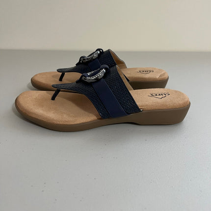 Cliffs by White Mountain Women's Benedict Thong Sandal, Navy-11