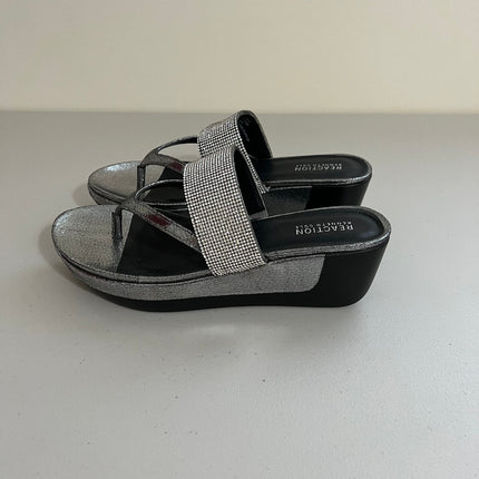 Kenneth Cole Reaction Women's Pepea Platform Wedge Sandals (Pewter) - Size 9.5 M