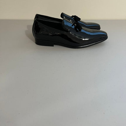 Stacy Adams Shoes Phoenix Plain Toe Tassel Slip on Black Patent Size 10.5