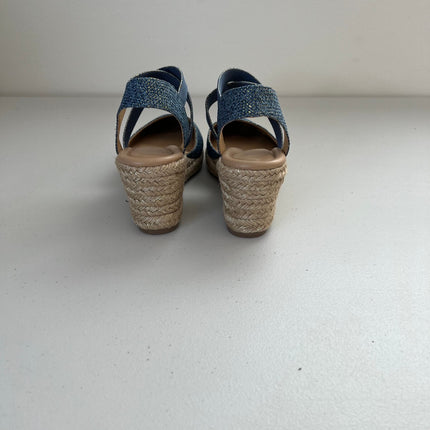 Easy Spirit Women's Meza Casual Strappy Espadrille Wedges Sandal - Blue, - 7.5