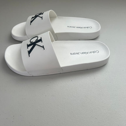 Calvin Klein Women's Arin Logo Beach Slide Sandals - White, Size, 11