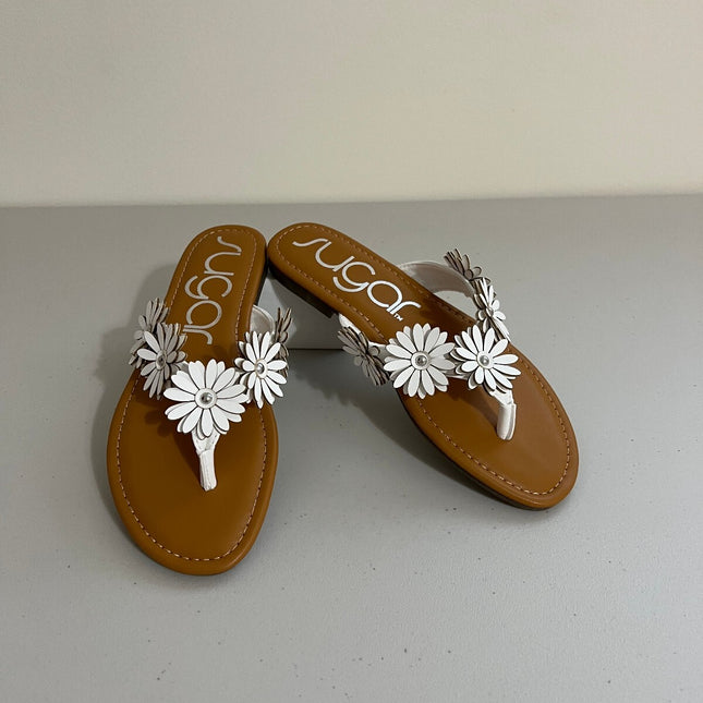 Sugar Women's Finnesse Flat Sandals - White, Silver, Size, 6