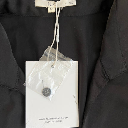 Black Long Sleeve Satin Blouse