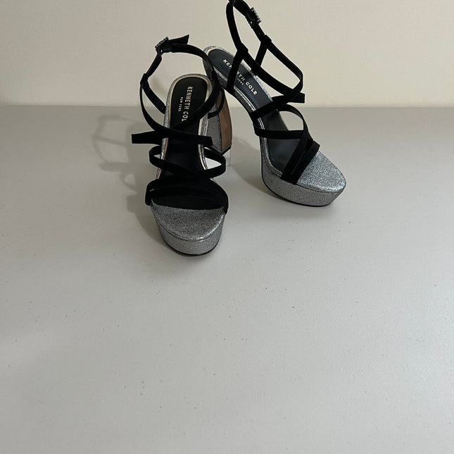 Kenneth Cole New York Womens Metallic Embossed Platform Sandals, 7.5