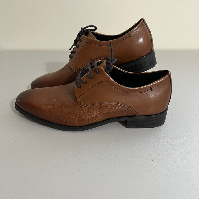 Calvin Klein Dearl Men's Lace up Wing Tip Shoes Medium Brown Leather : 8 M