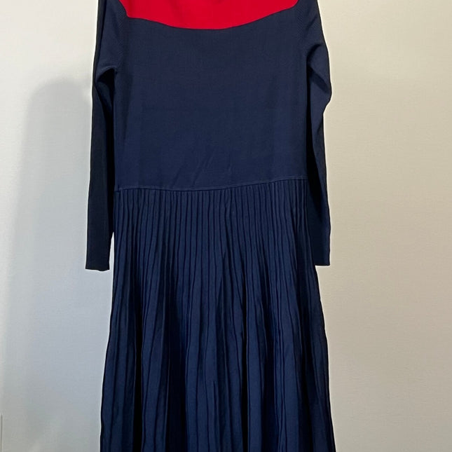 Lauren Ralph Lauren Women's Two-Tone Pointelle-Knit Dress - Lauren Navy/Red ,