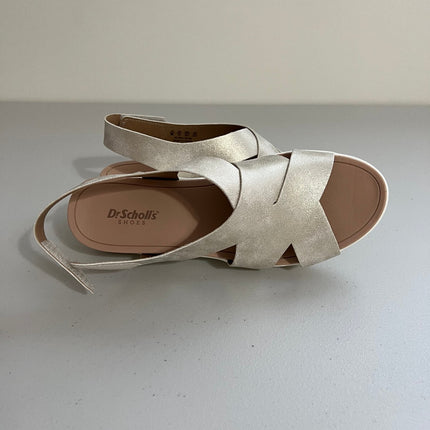 Dr. Scholl S Women S Time Off Sea Wedge Sandal Light Gold 8M