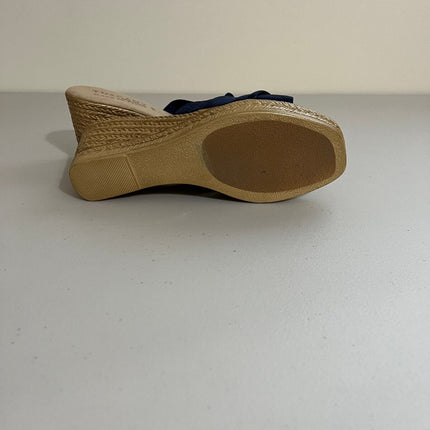 Easy Street Women's Ghita Slip-on Wedge Sandals - Navy Crepe, 7.5 M
