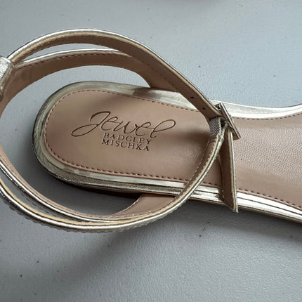 Jewel Badgley Mischka Giona Embellished Evening Sandals Gold Metallic Size, 8.5