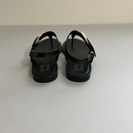 Naturalizer Taylor Flat Sandals - Black Leather, Size, 8