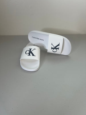 Calvin Klein Women's Arin Logo Beach Slide Sandals - White