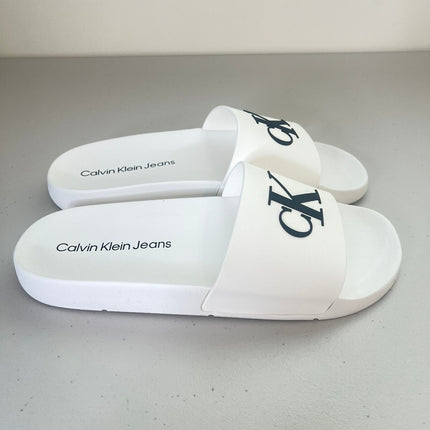 Calvin Klein Women's Arin Logo Beach Slide Sandals - White