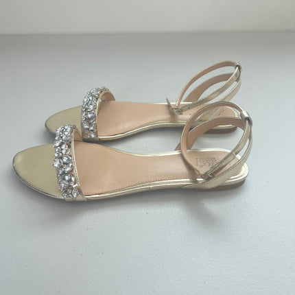Jewel Badgley Mischka Giona Embellished Evening Sandals Gold Metallic Size, 8.5