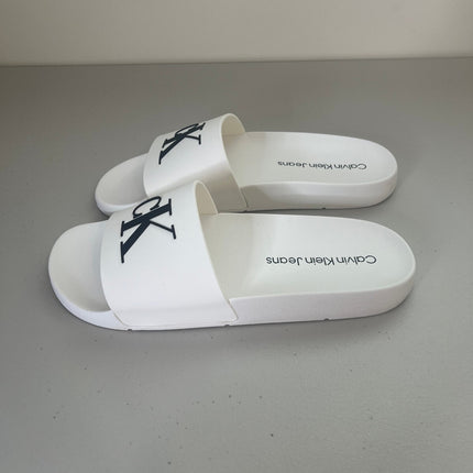 Calvin Klein Women's Arin Logo Beach Slide Sandals - White