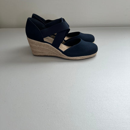 Easy Street Women's Pari Espadrille Wedge Sandals (Navy Canvas) - Size 11.0 M