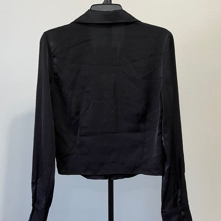 Black Long Sleeve Satin Blouse
