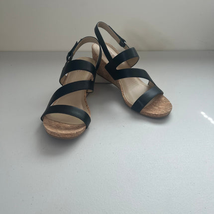 Naturalizer Adria Wedge Sandals - Black Faux Leather, Size, 11