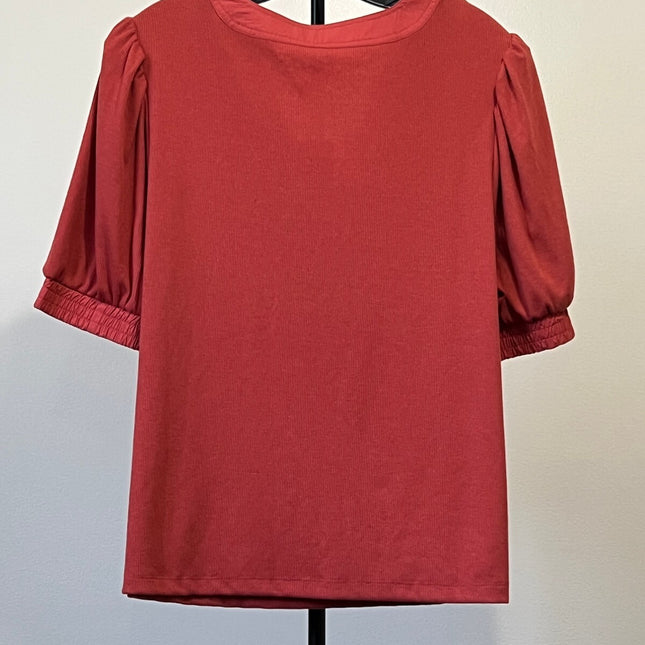 Estelle Plus Sublime Ribbed Henley Top , Size 2X