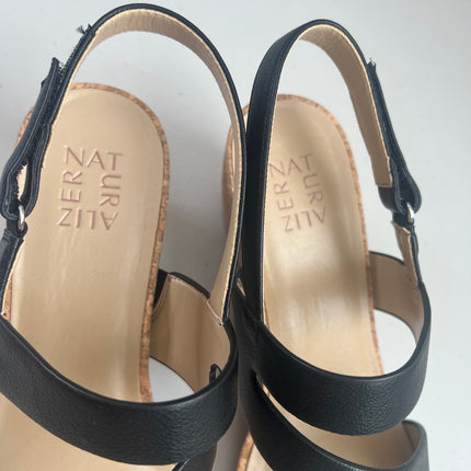Naturalizer Adria Wedge Sandals - Black Faux Leather, Size, 11