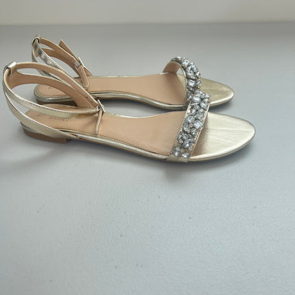 Jewel Badgley Mischka Giona Embellished Evening Sandals Gold Metallic Size, 8.5