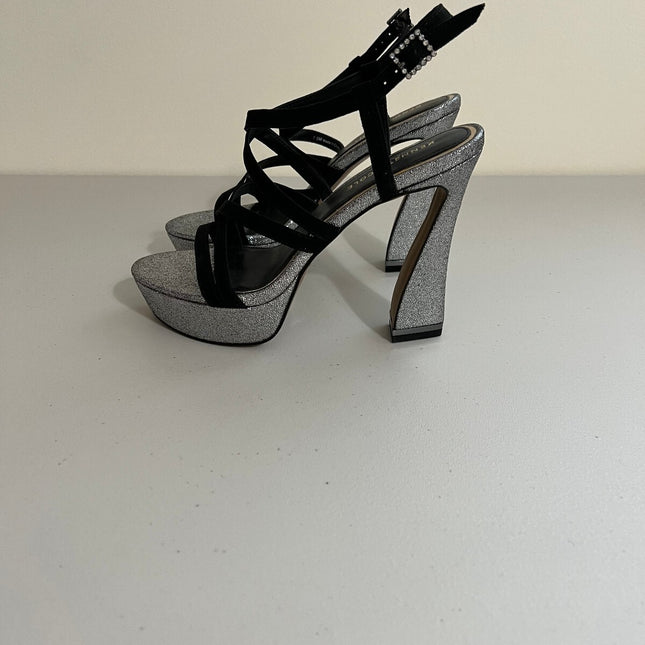 Kenneth Cole New York Womens Metallic Embossed Platform Sandals, 7.5