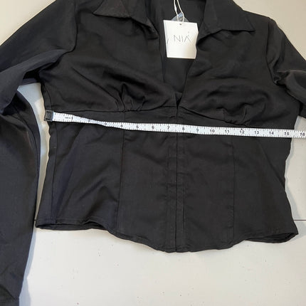 Black Long Sleeve Satin Blouse