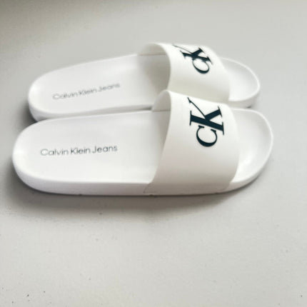 Calvin Klein Women's Arin Logo Beach Slide Sandals - White, Size, 11