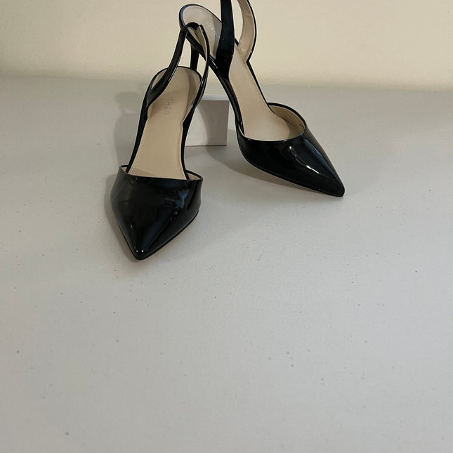 Marc Fisher Women's Hadya Pointy Toe Stiletto Slingback Pumps - Black Patent